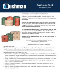 2500 Gallon Water Storage Tank By Bushman Manual