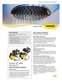 Davey BT14-30 Booster System with Torrium2 - +30 psi 14 gpm Manual