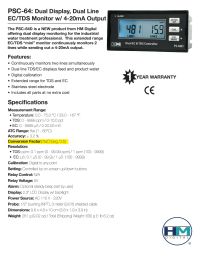 HM Digital PSC-64D Mini Dual Display EC/TDS Monitor with 4-20mA Output Manual