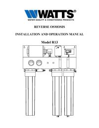 Watts R13-0600 Commercial Reverse Osmosis System 600 gpd Manual