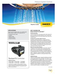 Davey BT14-30 Booster System with Torrium2 - +30 psi 14 gpm Manual