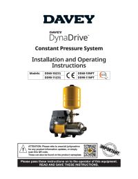DynaDrive DD90-NPT Constant Pressure System with Max Flow Up To 36 gpm Manual
