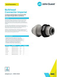John Guest Bulkhead Union - 1/2 x 1/2 Manual