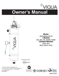 Viqua F4-50 Plus Monitored UV System Powered by UVMax 15 gpm - 230 Volt Manual