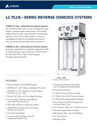 AXEON LC-750 Plus Commercial RO System  50/60Hz 1PH Manual