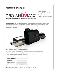 Viqua E4 Ultraviolet Water System Powered by UVMax 22 gpm Manual