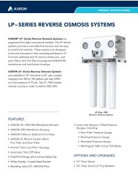 AXEON LP-500 Commercial RO System  500 GPD Filter 60 Hz 1 PH Manual