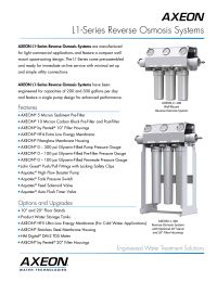 AXEON L1-300 Series Commercial Reverse Osmosis System 300 gpd Manual