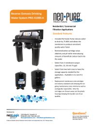 Neo-Pure Residential 4 Stage Full Solution RO System 75 GPD with Alkaline Remineralizer, Permeate Pump Manual