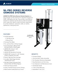 AXEON NL-PRO 2000 Commercial RO System 110v/220v 60Hz 1PH Manual