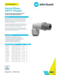John Guest Swivel Elbow NPTF - 1/2 x 1/2  NPTF Manual